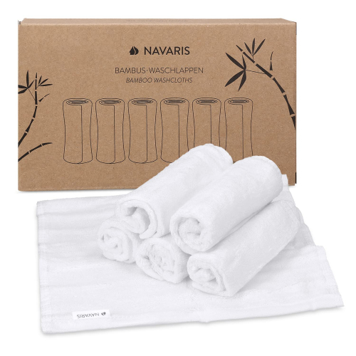 6x Toallas de tocador de bambú - Toallitas de para cuidado del bebé o facial - Toalla de tela suave - 25 x 25 - Blanco - Navaris
