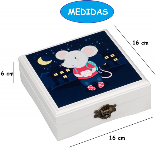 Caja de madera personalizada Ratón Peréz guarda dientes