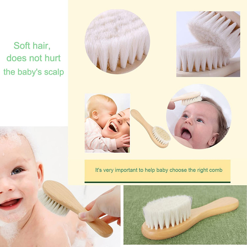 Cepillo para el cabello del bebé con de madera y cerdas de cabra súper suaves para nacidos y niños pequeños - Molylove