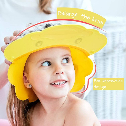 Gorro de baño amarillo para bebé, gorro para Baby Shower que protege las  orejas y los ojos de los niños, visera para Baby Shower, gorro de silicona  ajustable que protege brillar Electrónica